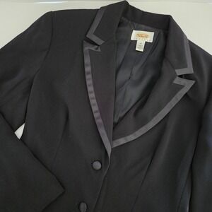Talbots Petites Black Tuxedo Blazer Jacket Satin Lapel Womens Size 10
